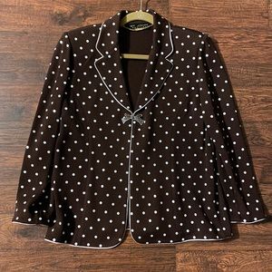 ST. JOHN COUTURE brown polka blazer bow detail
